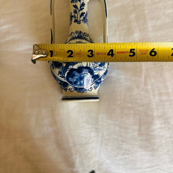 Delft Double Handle VINTAGE Vase Amphora 1930 Signed P.H.Hu 9" Tall - Picture 4 of 8
